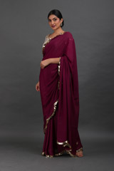 Maroon Saree With Gold Blouseuntitled (1 of 11)